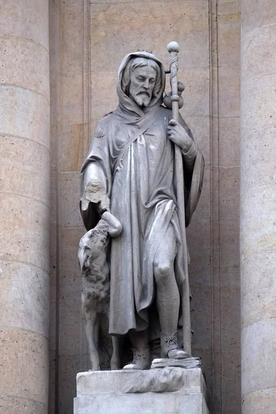 Святой Рош Статуя Фасаде Церкви Святого Роша Париже Франция — стоковое фото