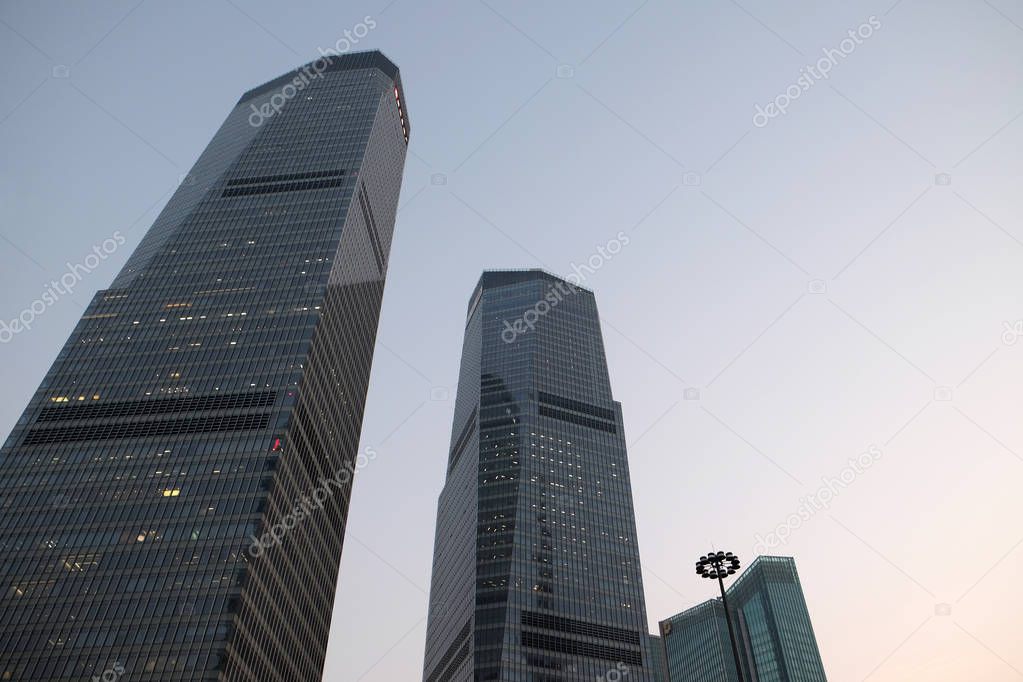 Shanghai World financial center skyscrapers in Lujiazui group in Shanghai, China
