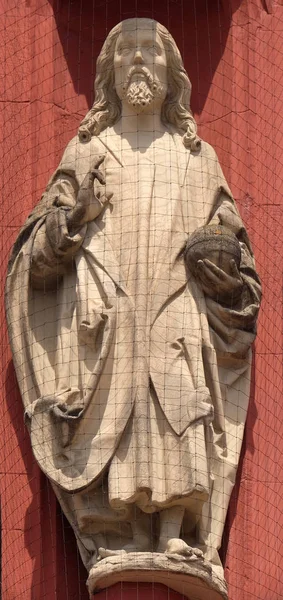 Estatua Cristo Salvador Portal Marienkapelle Wurzburg Baviera Alemania —  Fotos de Stock