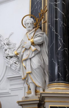 Saint Joseph heykel Wurzburg Katedrali Deans sunak üzerinde Saint Kilian, Bavyera, Almanya için adanmış