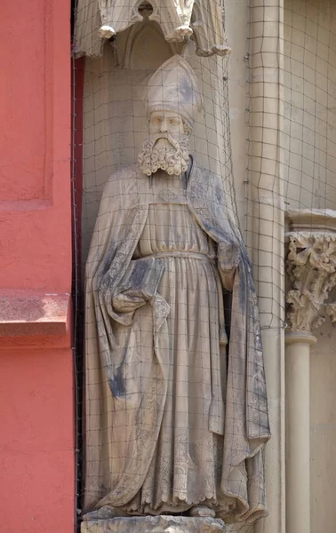 Estátua Santo Portal Marienkapelle Wurzburg Baviera Alemanha — Fotografia de Stock