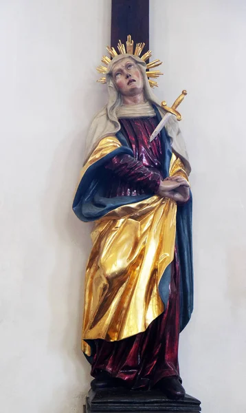 Our Lady Sorrows Staty Saint Lawrence Kyrkan Denkendorf Tyskland — Stockfoto