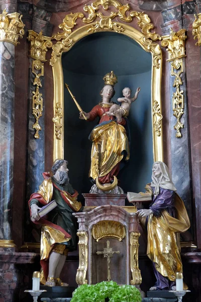 Altare Della Vergine Maria Nella Chiesa San Lorenzo Denkendorf Germania — Foto Stock