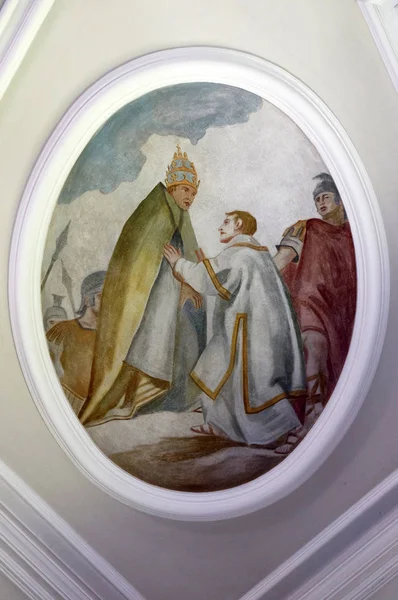 Сцены Жизни Святого Лаврентия Потолочная Фреска Церкви Святого Лаврентия Денкендорфе — стоковое фото