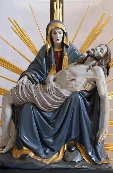 Notre Dame Des Douleurs Statue Dans Église Saint Laurent Denkendorf — Photo