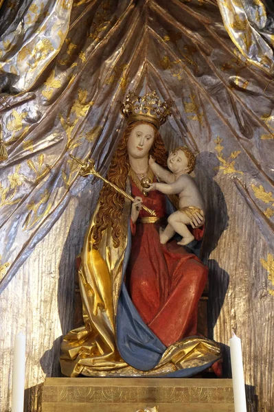 Madonna Med Barnet Jesus Altaret Neumünster Collegiate Church Würzburg Tyskland — Stockfoto