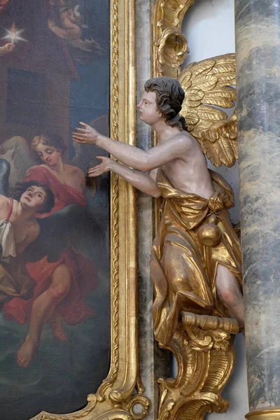 Angel Standbeeld Het Altaar Van Michael Neumunster Collegiale Kerk Würzburg — Stockfoto