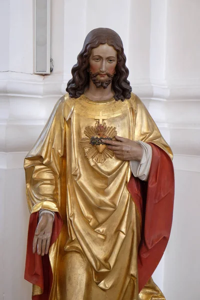 Sagrado Corazón Jesús Estatua Iglesia San Martín Unteressendorf Alemania — Foto de Stock