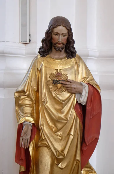 Nejsvětější Srdce Ježíšovo Socha Kostele Svatého Martina Unteressendorf Německo — Stock fotografie