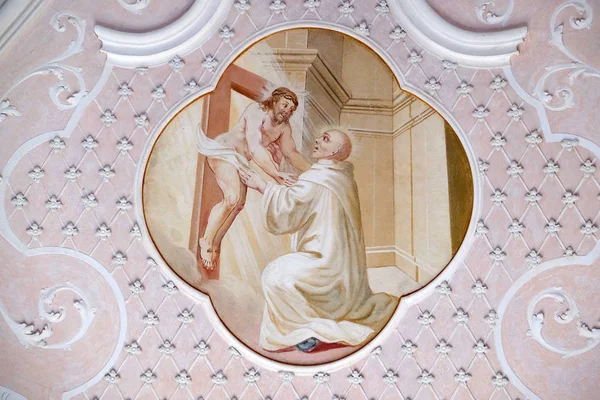 Stropní Fresky Výjevy Života Svatého Bernarda Clairvaux Johann Adam Remele — Stock fotografie