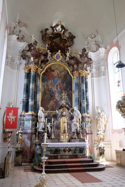 Assunção Coroação Maria Altar Mor Igreja São Martinho Unteressendorf Alemanha — Fotografia de Stock