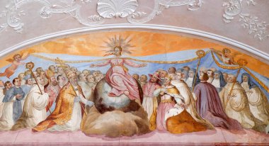 Meryem Ana, fresk Johann Adam Remele, Bernard Hall, Cistercian Manastırı, Bronbach Wertheim, Almanya yakınındaki Reicholzheim tarafından