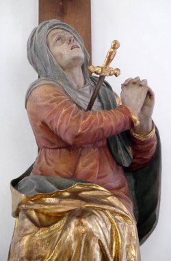 Our Lady of Sorrows statue in Maria im Grunen Tal pilgrimage church in Retzbach in the Bavarian district of Main-Spessart, Germany clipart