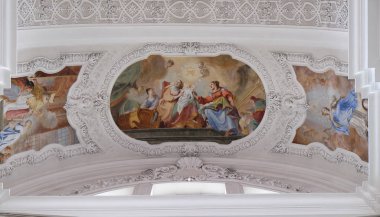 Meryem Ana, fresk Cosmas Damian Asam Bazilikası St Martin ve Oswald Weingarten, Almanya'nın Doğum