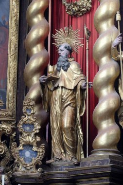 Aziz Benedict heykel Cistercian Manastırı, Bronbach Reicholzheim Wertheim, Almanya yakınındaki ana sunak üzerinde