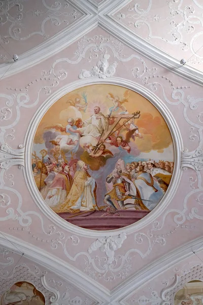 Plafond Fresco Met Scènes Uit Het Leven Van Bernard Van — Stockfoto