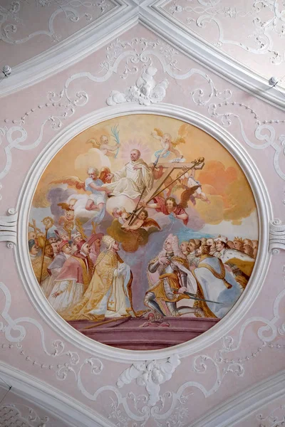 Frescos Techo Con Escenas Vida San Bernardo Clairvaux Por Johann —  Fotos de Stock