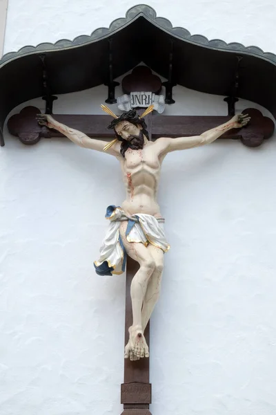 Crucificare Biserica Saint Martin Din Unteressendorf Germania — Fotografie, imagine de stoc