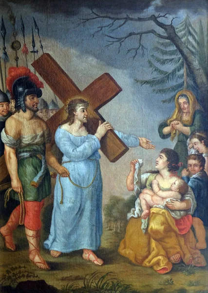 8Th Stations Cross Jesus Meets Daughters Jerusalem Maria Grunen Tal — Stock Photo, Image