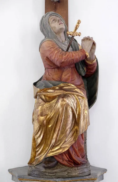 Socha Panny Marie Bolestné Maria Grunen Tal Poutní Kostel Retzbach — Stock fotografie