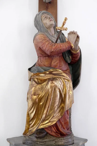 マリア Retzbach ババリア地方地区の主な場所 ドイツの Grunen タル行脚教会の悲しみの聖母像 — ストック写真