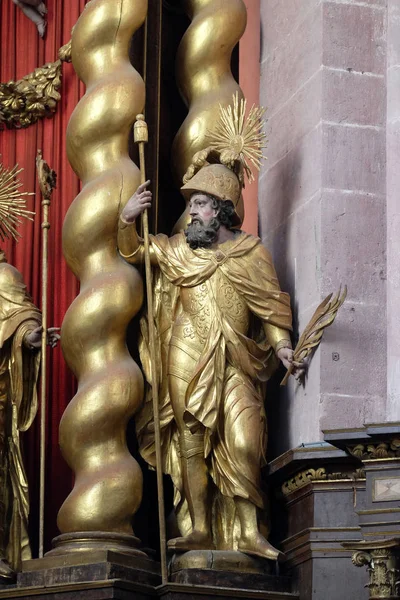 Statue Saint Vitalis Sur Autel Principal Abbaye Cistercienne Bronbach Reicholzheim — Photo
