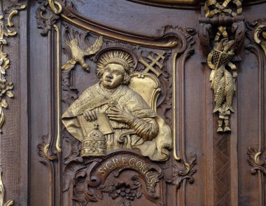 Büyük bir kilise, Latin babaların Aziz Gregory Cistercian Manastırı, Bronbach Reicholzheim Wertheim, Almanya yakınındaki Daniel Aschauer tarafından koro tezgahları