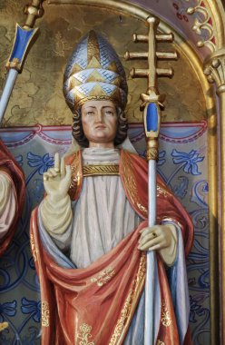 Saint Sylvester heykel Petschied Luson, Italy yakınındaki Saint Nicholas kilisede ana sunak üzerinde