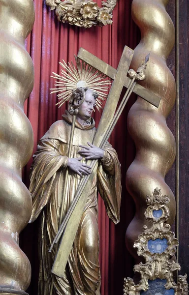 Saint Bernard Clairvaux Statue Sur Autel Principal Abbaye Cistercienne Bronbach — Photo