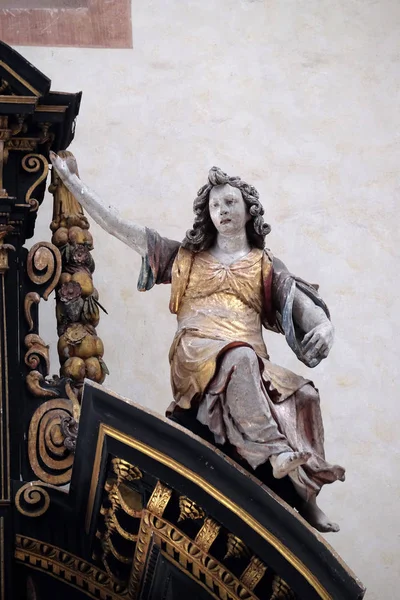 Ángel Estatua Altar Santa Cruz Abadía Cisterciense Bronbach Reicholzheim Cerca —  Fotos de Stock