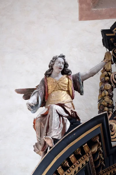 Angel Estátua Altar Santa Cruz Abadia Cisterciense Bronbach Reicholzheim Perto — Fotografia de Stock