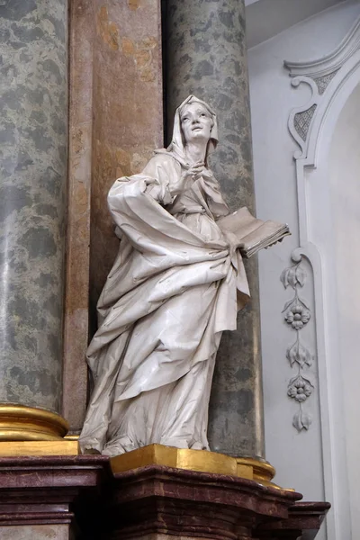 Anne Statue Korsfestelsesalteret Sankt Martins Oswalds Basilika Weingarten Tyskland – stockfoto