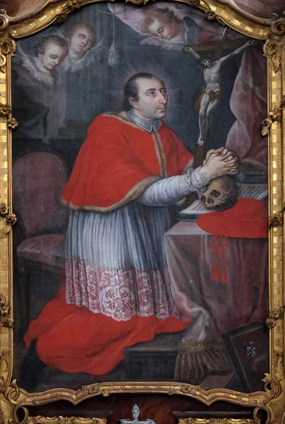 Saint Charles Borromeo Oltár Ciszterci Apátság Bronbach Reicholzheim Közelében Wertheim — Stock Fotó