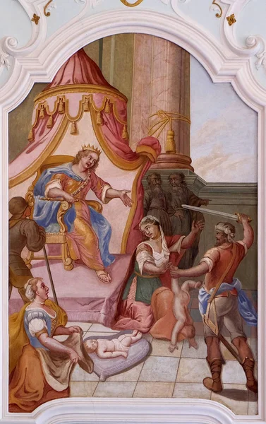 Стеля Frescoe Йоганн Адама Remele Залі Йосип Цістерціанскій Bronbach Абатство — стокове фото