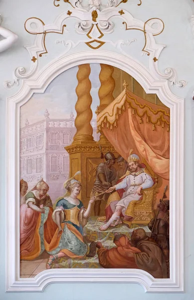 Потолочная Фреска Иоганна Адама Ремеле Йозефе Холле Цистерцианском Аббатстве Бронбах — стоковое фото