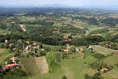 Hırvatistan 'ın Zagorje Bölgesindeki Idyllic kırsal, Hills ve Meadows