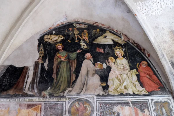 Adorazione Dei Magi Affresco Nel Chiostro Cattedrale Santa Maria Assunta — Foto Stock