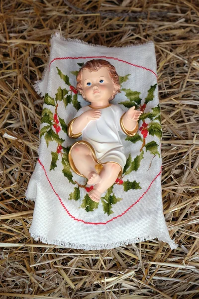 Baby Jezus Figuur Kerststal Aartsbisschop Van Goddelijke Seminarie Zagreb Kroatië — Stockfoto