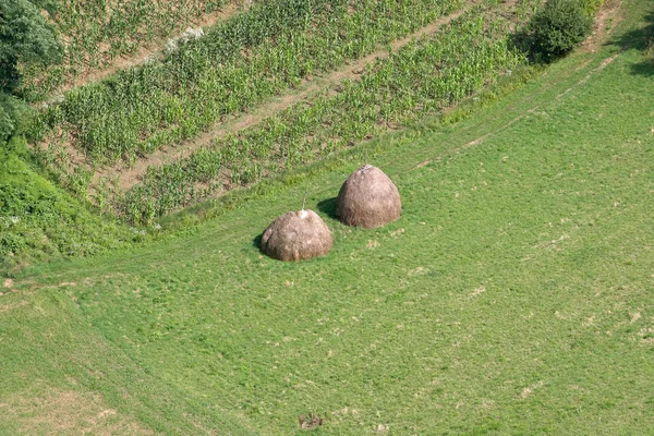 Vue Aérienne Des Prairies Des Champs Croatie Nord Été Zdencina — Photo