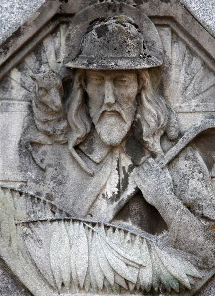 Jesus the Good Shepherd, headstone on Mirogoj cemetery in Zagreb, Croatia