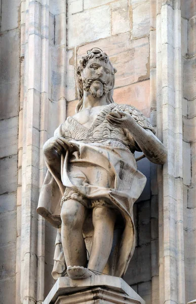 São João Batista Estátua Catedral Milão Duomo Santa Maria Nascente — Fotografia de Stock