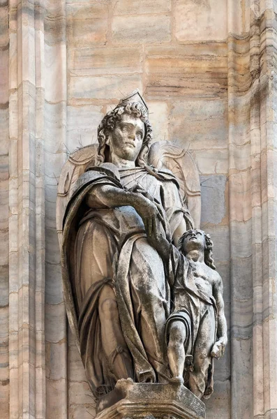 Angelo Custode Statue Sur Façade Cathédrale Milan Duomo Santa Maria — Photo