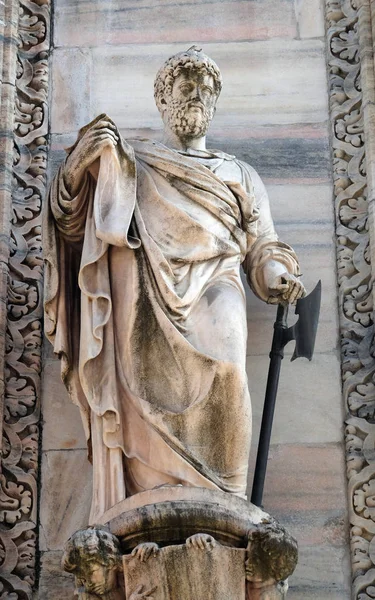 Apostel Statue Der Fassade Der Mailänder Kathedrale Dom Santa Maria — Stockfoto