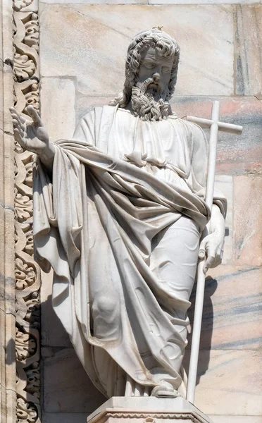 Statue Saint André Sur Façade Cathédrale Milan Duomo Santa Maria — Photo