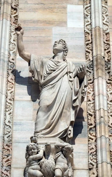 Sint Jan Evangelist Standbeeld Milaan Kathedraal Duomo Santa Maria Nascente — Stockfoto