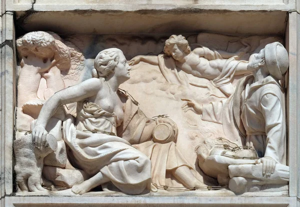 Marble Relief Facade Milan Cathedral Duomo Santa Maria Nascente Milan — Stock Photo, Image