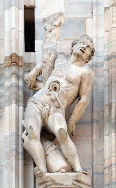 Şehitlik Saint Erasmus, heykel Milano Katedrali'ne, Duomo di Santa Maria Nascente, Milan, Lombardiya, İtalya