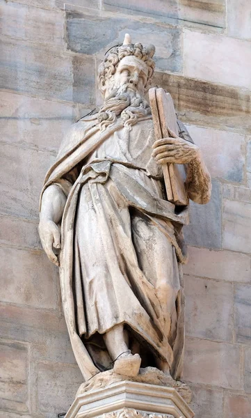 Moisés Estátua Catedral Milão Duomo Santa Maria Nascente Milão Lombardia — Fotografia de Stock