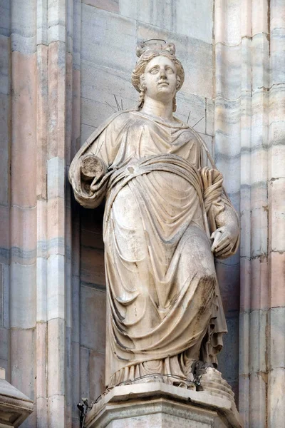 Statue Saint Sur Façade Cathédrale Milan Duomo Santa Maria Nascente — Photo