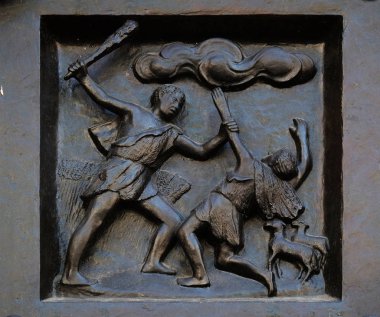 Thou shalt not kill - Cain and Abel, relief on the door of the Grossmunster (